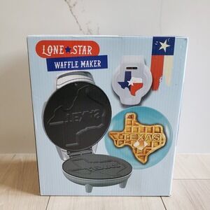 Lone Star Waffle Maker Texas State Outline Non Stick White TX USA Breakfast